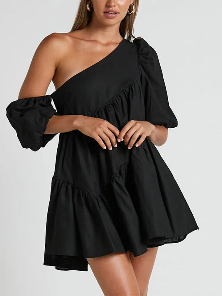 Mini dress with puff sleeves in loose fit