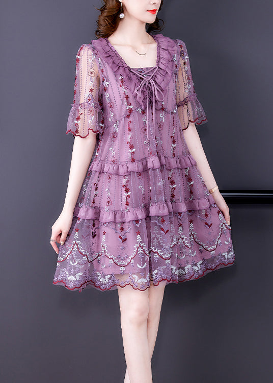 Women's - Elegant Lace Dress - Lightweight Fabric - Perfect for Casual Outings and Summer Events