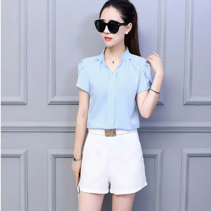 Chiffon short sleeve blouse