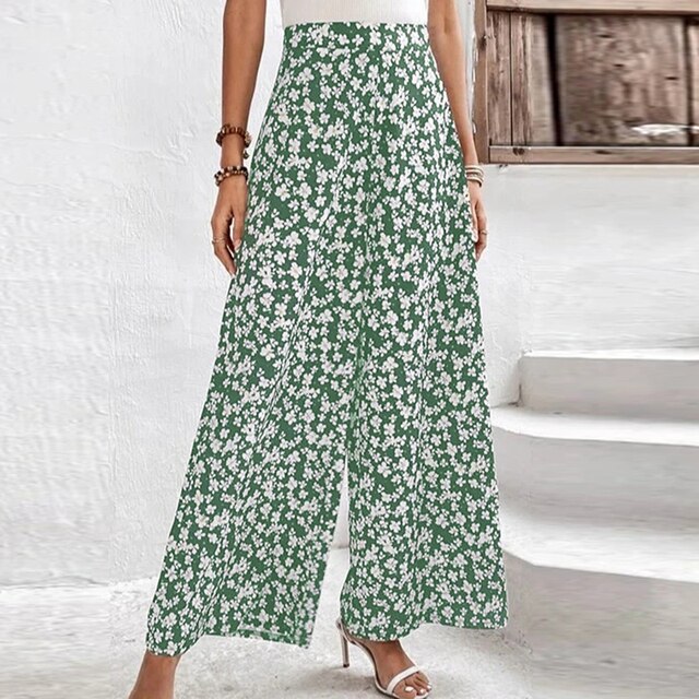 Loose trousers with floral print