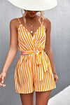 Striped jumpsuit with V-neckline