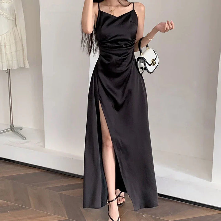 Sleeveless maxi dress with swing collar for women