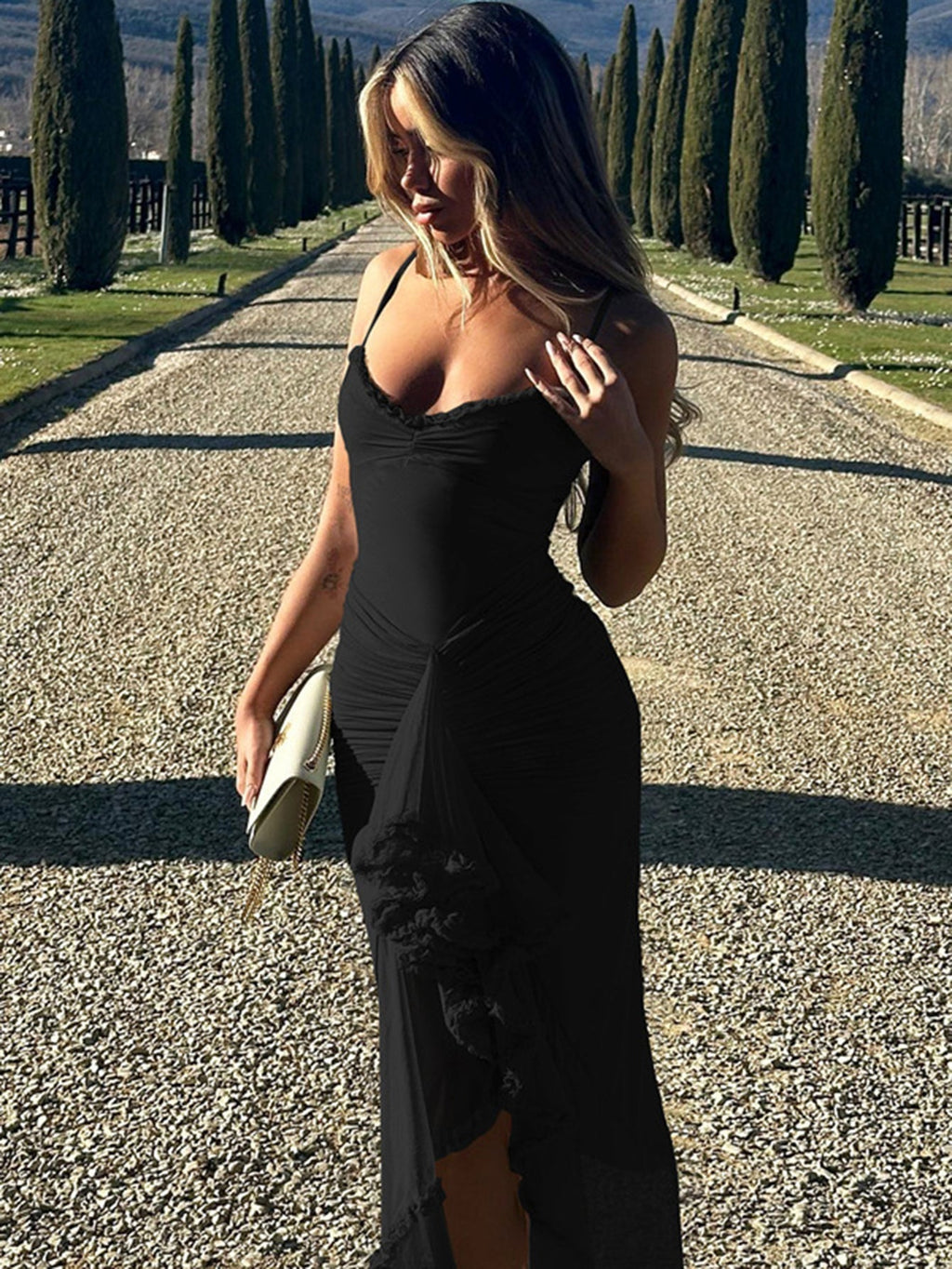 Anabella | Spaghetti strap ruffle maxi dress