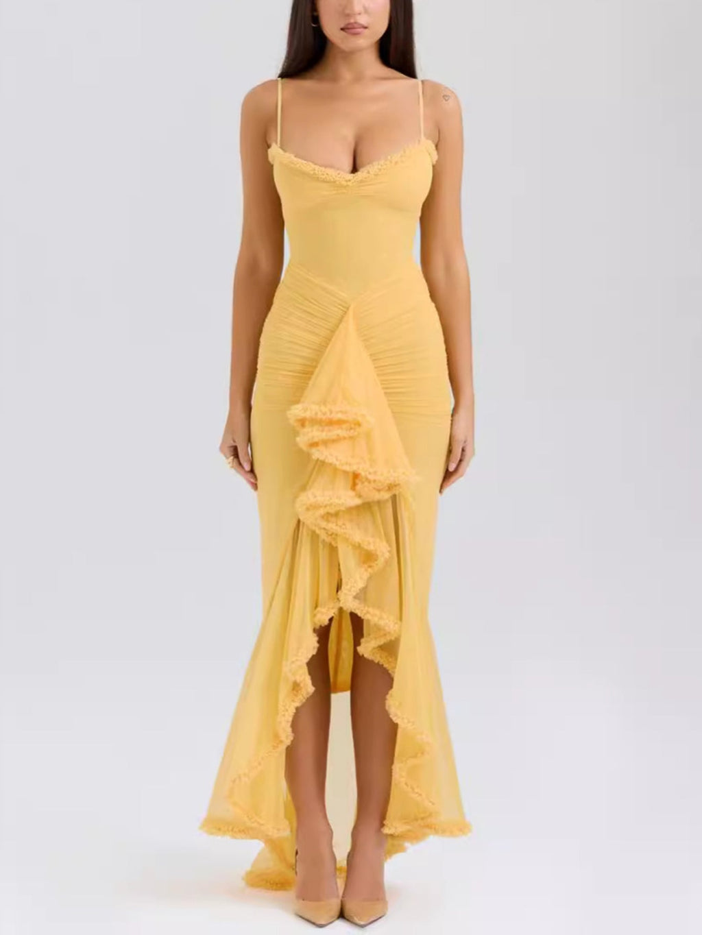 Anabella | Spaghetti strap ruffle maxi dress