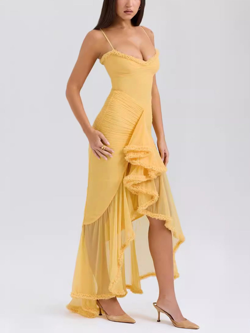 Anabella | Spaghetti strap ruffle maxi dress