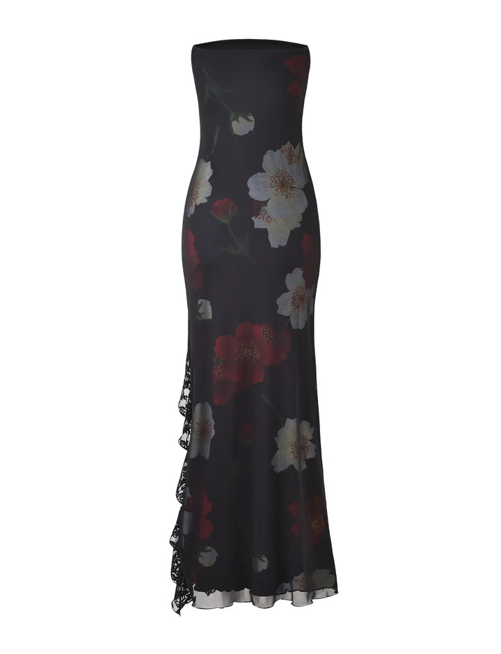 Rose black maxi dress