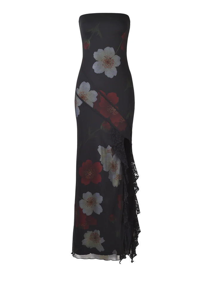 Rose black maxi dress