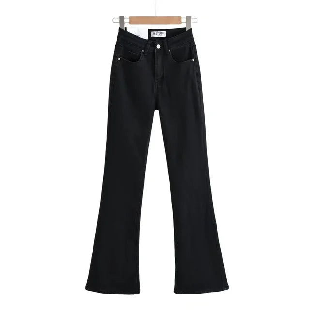 High-waisted jeans with heart fringes