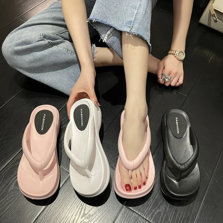 Summer wedge flip flops with non-slip platform sandals for women