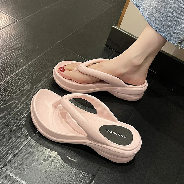 Summer wedge flip flops with non-slip platform sandals for women