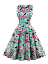 Retro dress with flamingo print