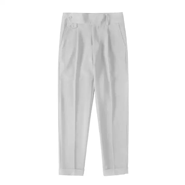 Classic pleated trousers with buckle belt