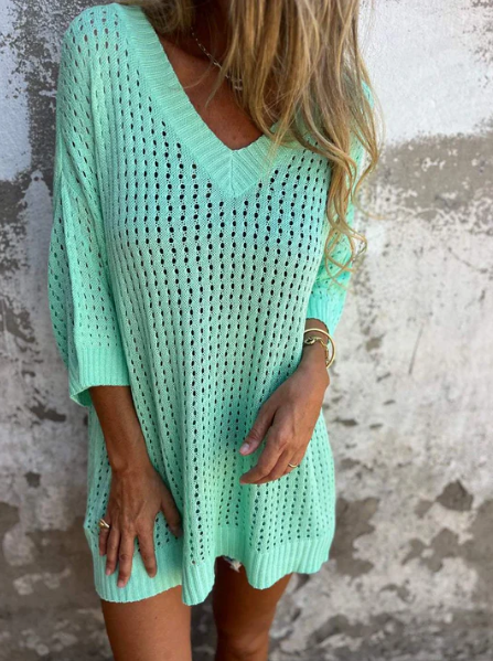 Hollowed-out long-sleeved top