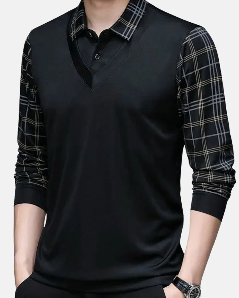 Men - Polo Shirt - Long Sleeve - Cotton Blend
