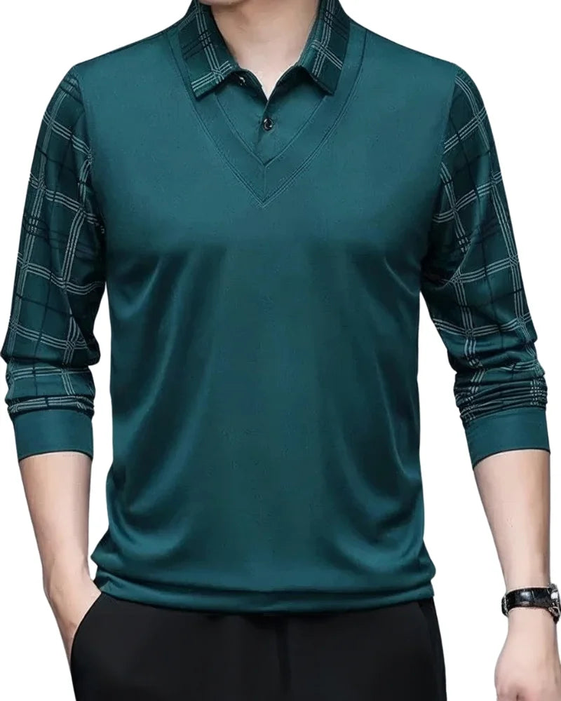 Men - Polo Shirt - Long Sleeve - Cotton Blend