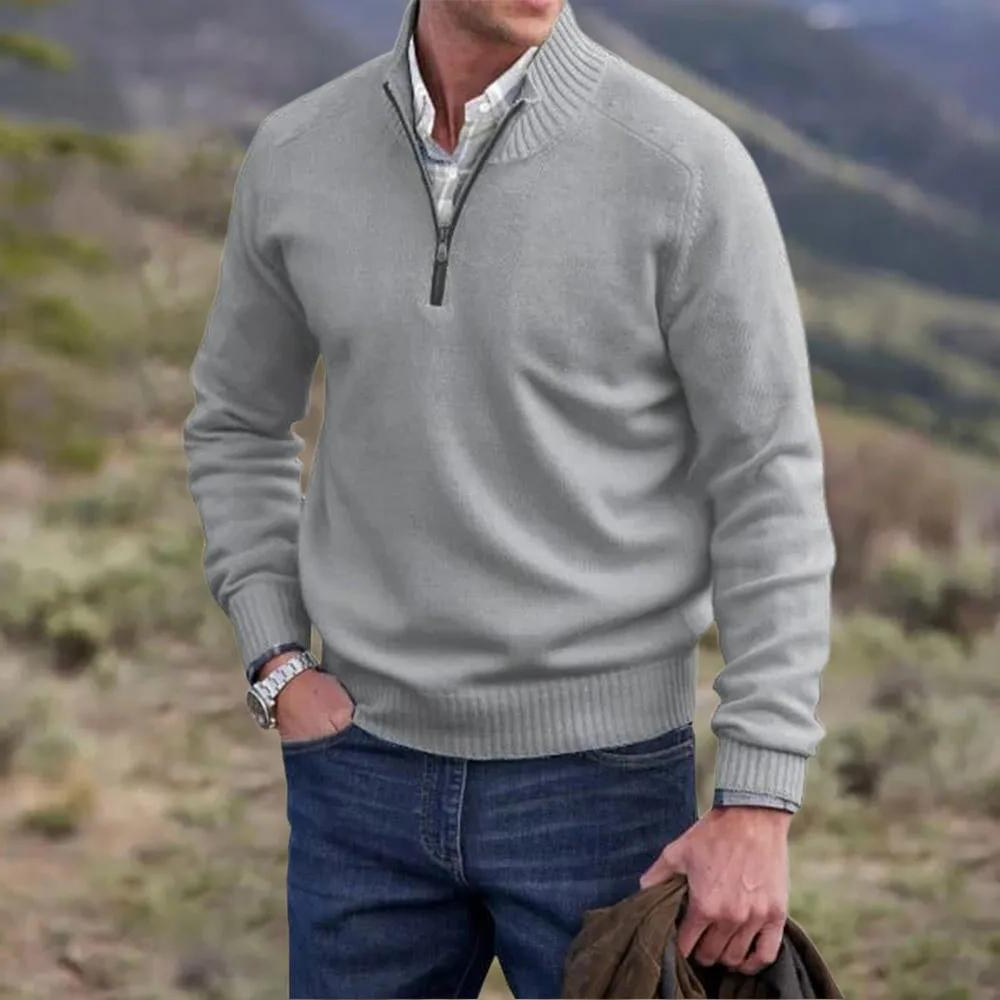 Men's - Comfortable Long Sleeve Sweater - Soft Knit Fabric - Casual Style for All Seasons