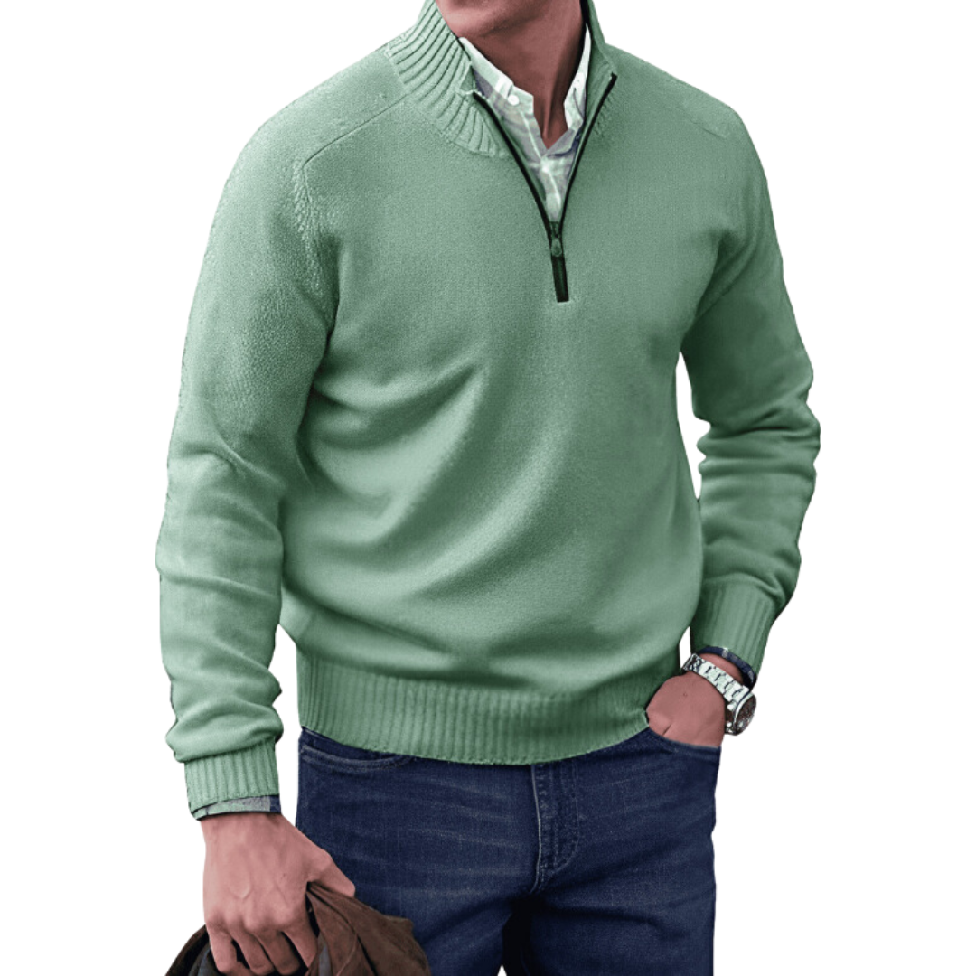 Men's - Quarter Zip Pullover Sweater - Soft, Stylish, Perfect for Layering