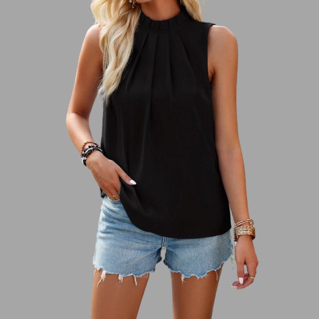 Pleated blouse ladies sleeveless