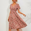 Stylish knee-length dress with floral pattern