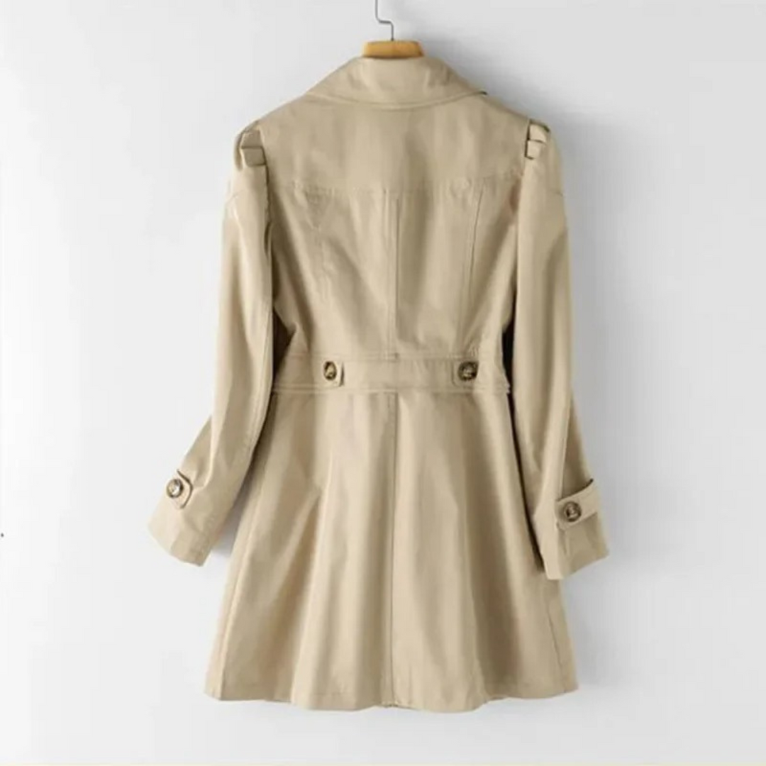 Single-breasted long spring trench coat for women