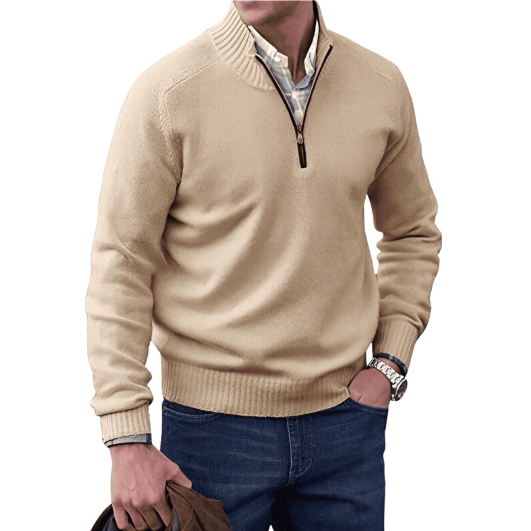 Men's - Quarter Zip Pullover Sweater - Soft, Stylish, Perfect for Layering