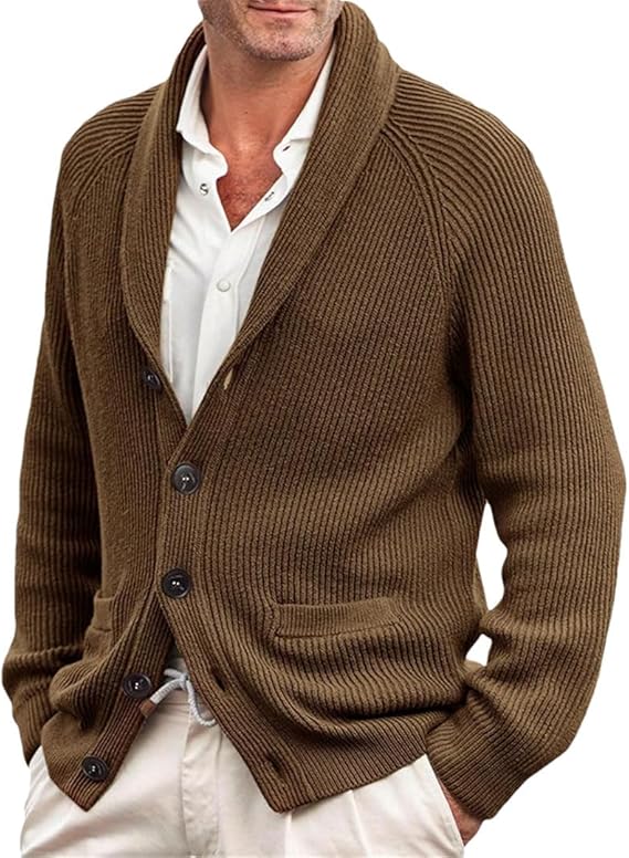 Men's - Vintage Knitted Cardigan - Cozy Wool Blend