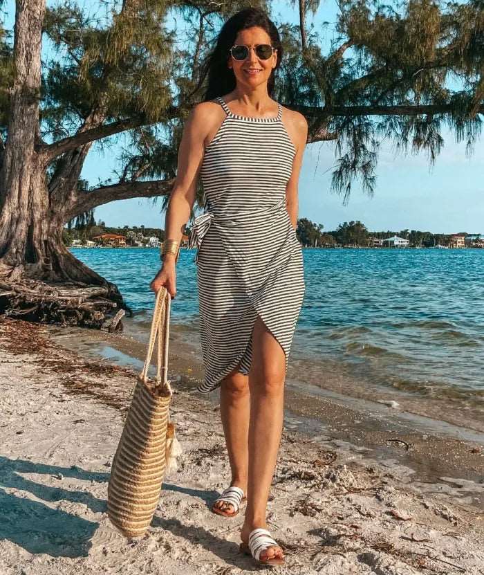 Bénanique™️ Casual striped midi dress