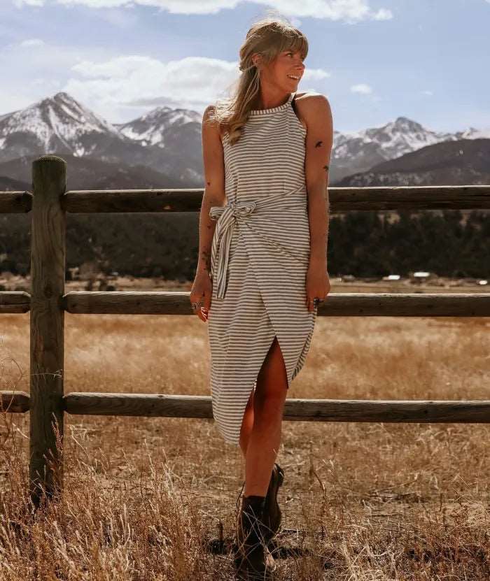 Bénanique™️ Casual striped midi dress