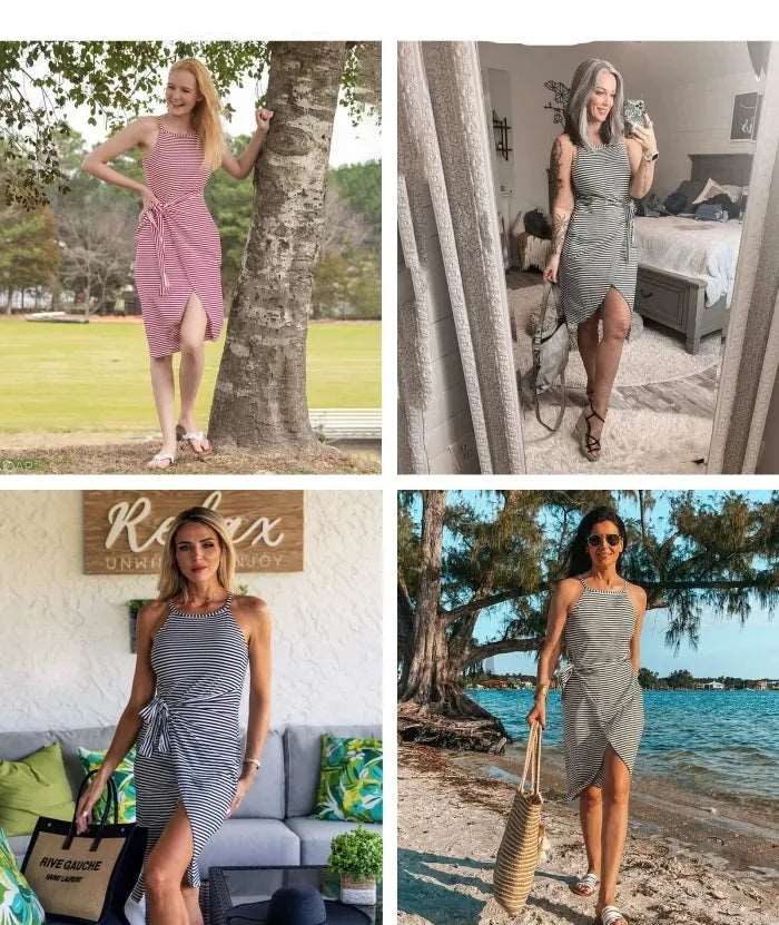 Bénanique™️ Casual striped midi dress