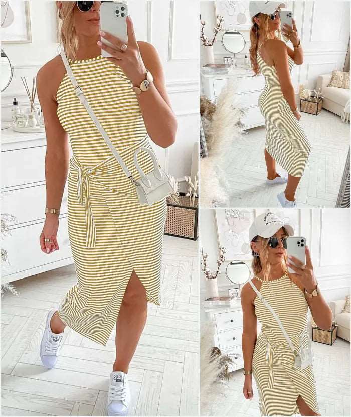 Bénanique™️ Casual striped midi dress