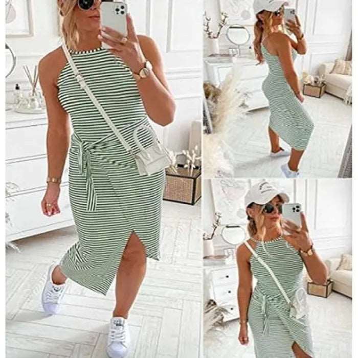 Bénanique™️ Casual striped midi dress