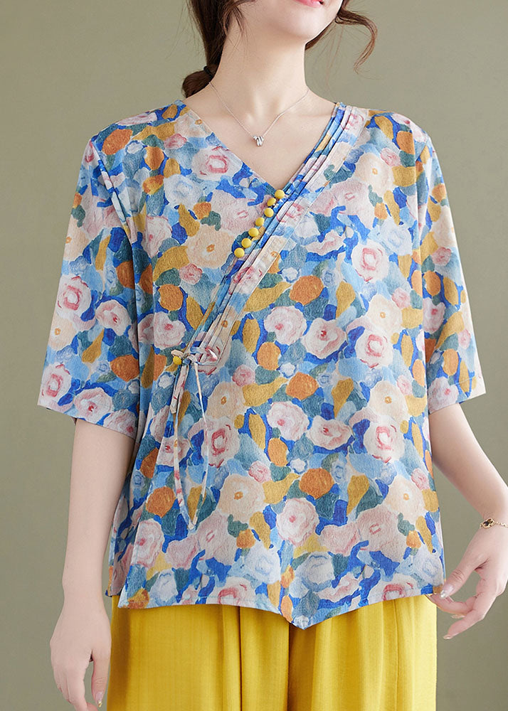 Women's - Breathable Floral Blouse - Lightweight Fabric - Stylish Women's Top for Everyday Wear