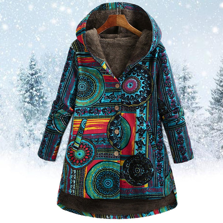 Warm winter coat with print