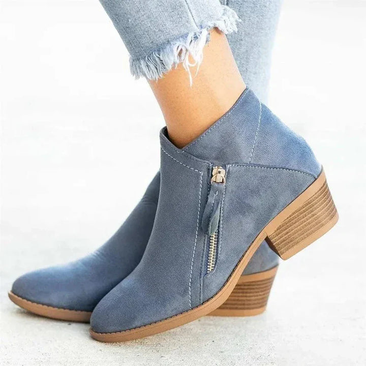 Suede ankle boots with heel