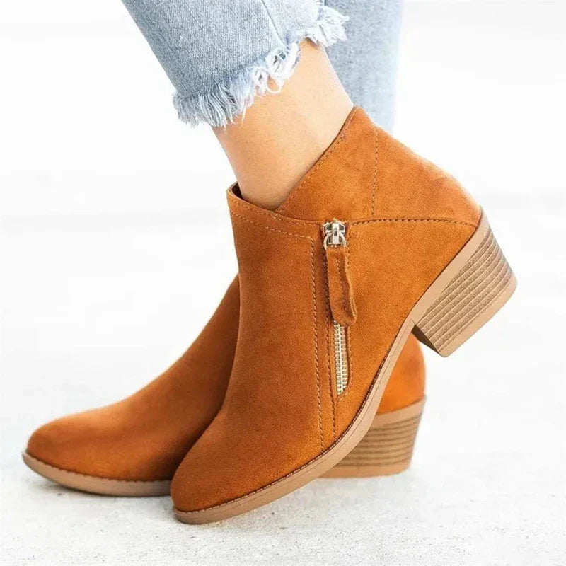 Suede ankle boots with heel