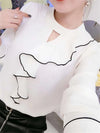 Chiffon blouse with ruffles and stand-up collar