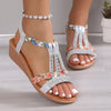 Wedge heel sandals with bohemian rhinestones