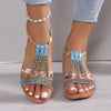 Wedge heel sandals with bohemian rhinestones