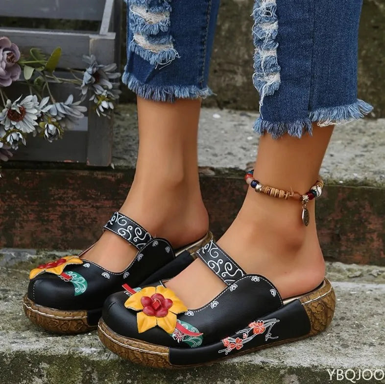 Elegant 3D flower sandals ladies