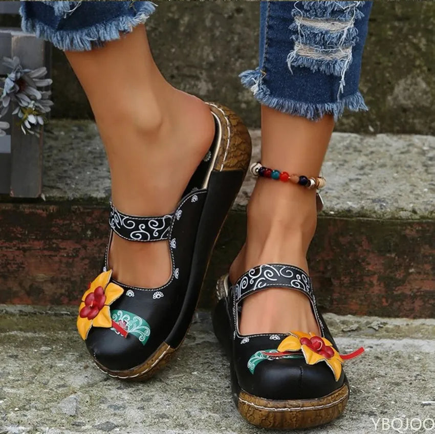 Elegant 3D flower sandals ladies