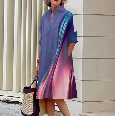 Ladies' shirt dress with colour gradient