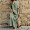 Striped cotton and linen dress