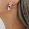 Sapphire and pearl horseshoe hoop earrings