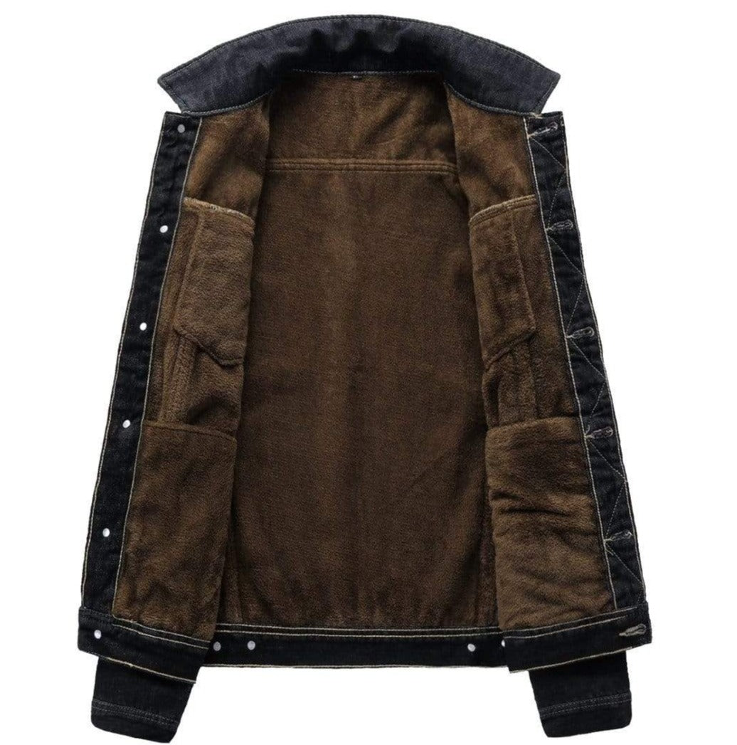 Men's - Denim Jacket - Fleece Lined - Warm & Stylish Outerwear for Cold Weather