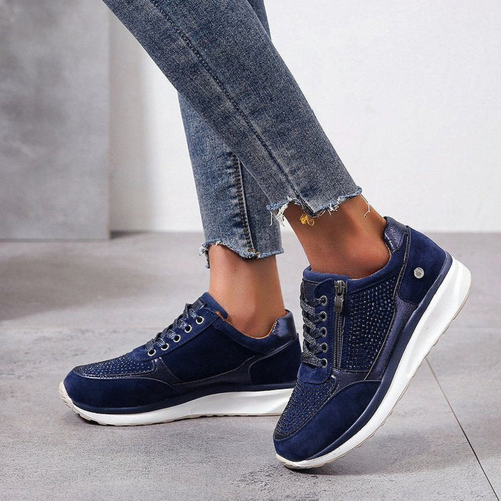 Trendy sequin wedge sneakers for women