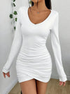 Plain Bodycon Dress With Tulip Hem With Ruffles