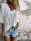 Hollowed-out long-sleeved top