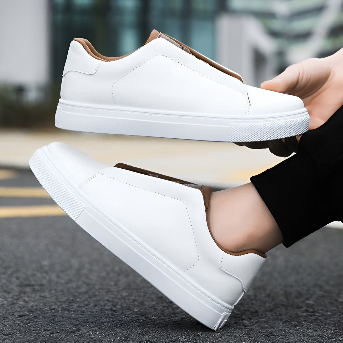 Men's - Slip-On Casual Sneakers with Cushioned Insole