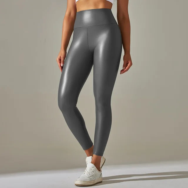 Slim & chic leather leggings with high waist