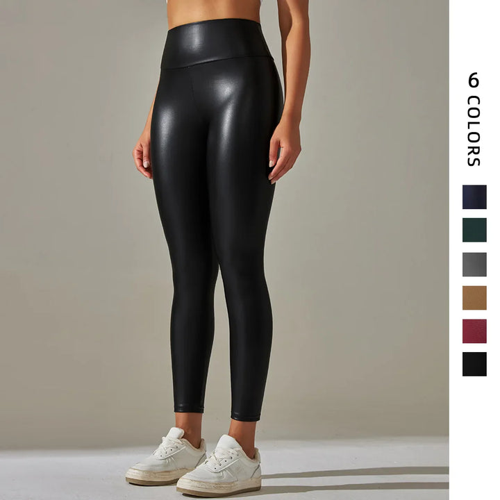 Slim & chic leather leggings with high waist